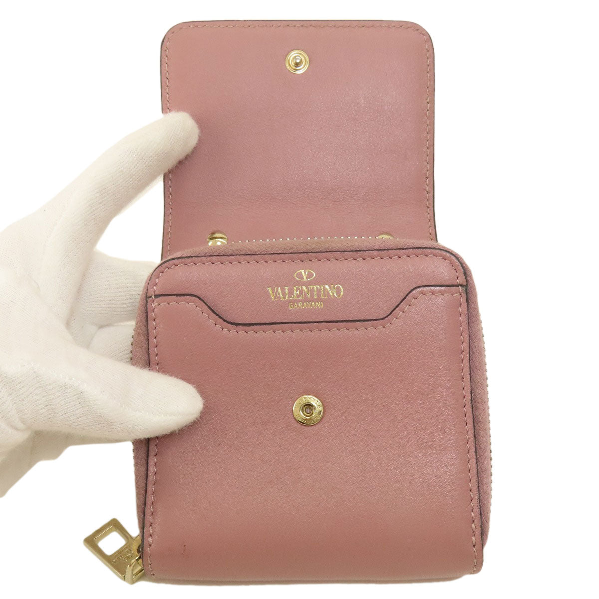 Valentino Bifold Wallet leather pink Studs