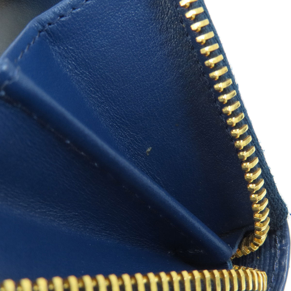 PRADA Coin case leather blue Saffiano logoMetal Women Used Authentic