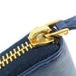 PRADA Coin case leather blue Saffiano logoMetal Women Used Authentic