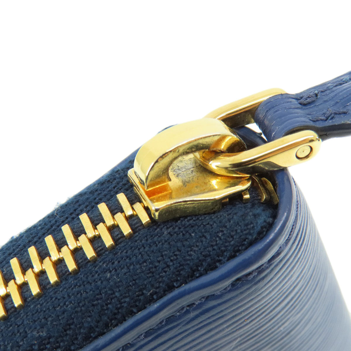 PRADA Coin case leather blue Saffiano logoMetal Women Used Authentic