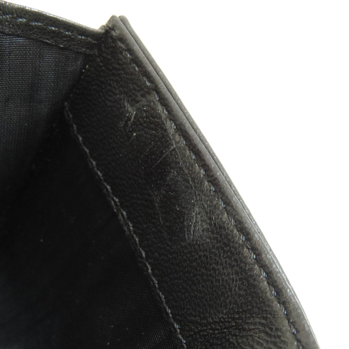 CHANEL Bifold Wallet Calfskin black Chocolate Bar Gold Metal Women Used Authentic