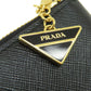 PRADA Coin case leather black Saffiano logoMetal Women(Unisex) Used Authentic
