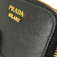 PRADA Coin case leather black Saffiano logoMetal Women(Unisex) Used Authentic