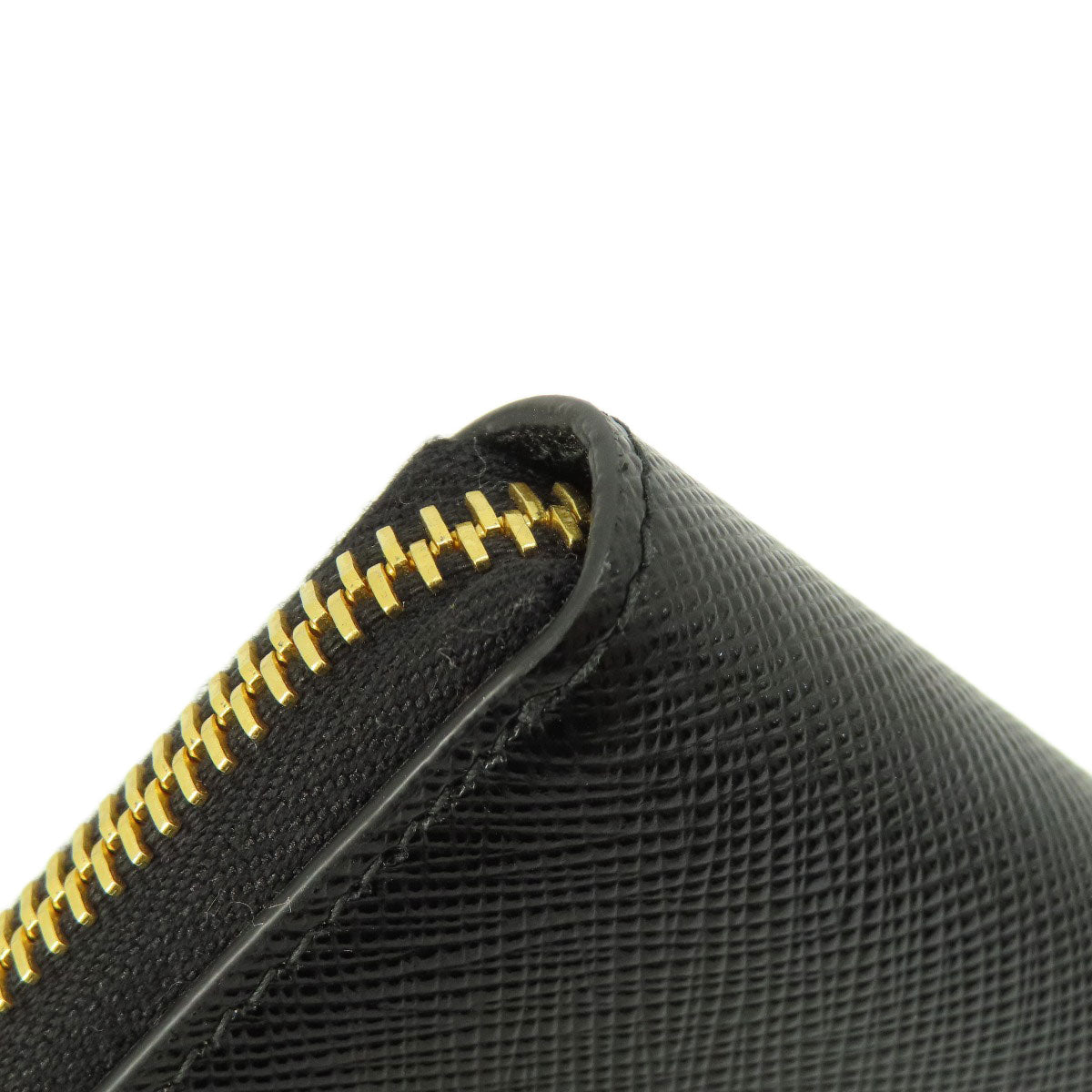 PRADA Coin case leather black Saffiano logoMetal Women(Unisex) Used Authentic