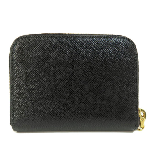 PRADA Coin case leather black Saffiano logoMetal Women(Unisex) Used Authentic