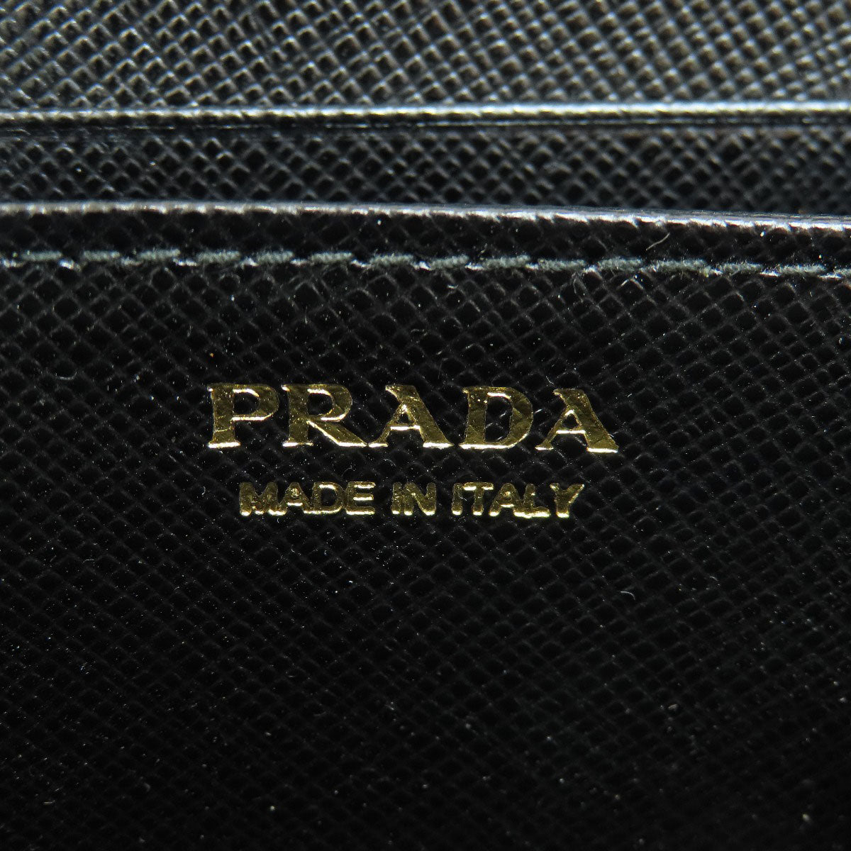 PRADA Coin case leather black Saffiano logoMetal Women(Unisex) Used Authentic