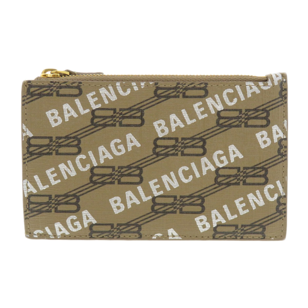 BALENCIAGA Coin case 640535 Calfskin Brown Logo motif Women Used Authentic