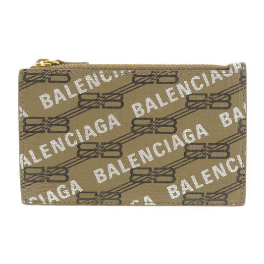 BALENCIAGA Coin case 640535 Calfskin Brown Logo motif Women Used Authentic