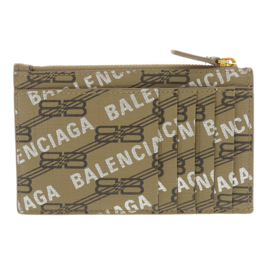 BALENCIAGA Coin case 640535 Calfskin Brown Logo motif Women Used Authentic