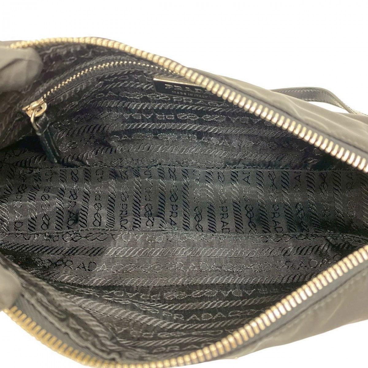 PRADA Shoulder Bag Leather, Nylon black Triangular logo Women Used Authentic