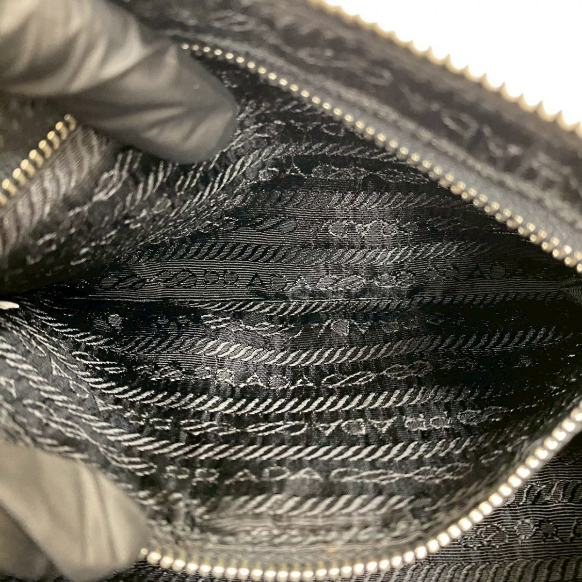 PRADA Shoulder Bag Leather, Nylon black Triangular logo Women Used Authentic