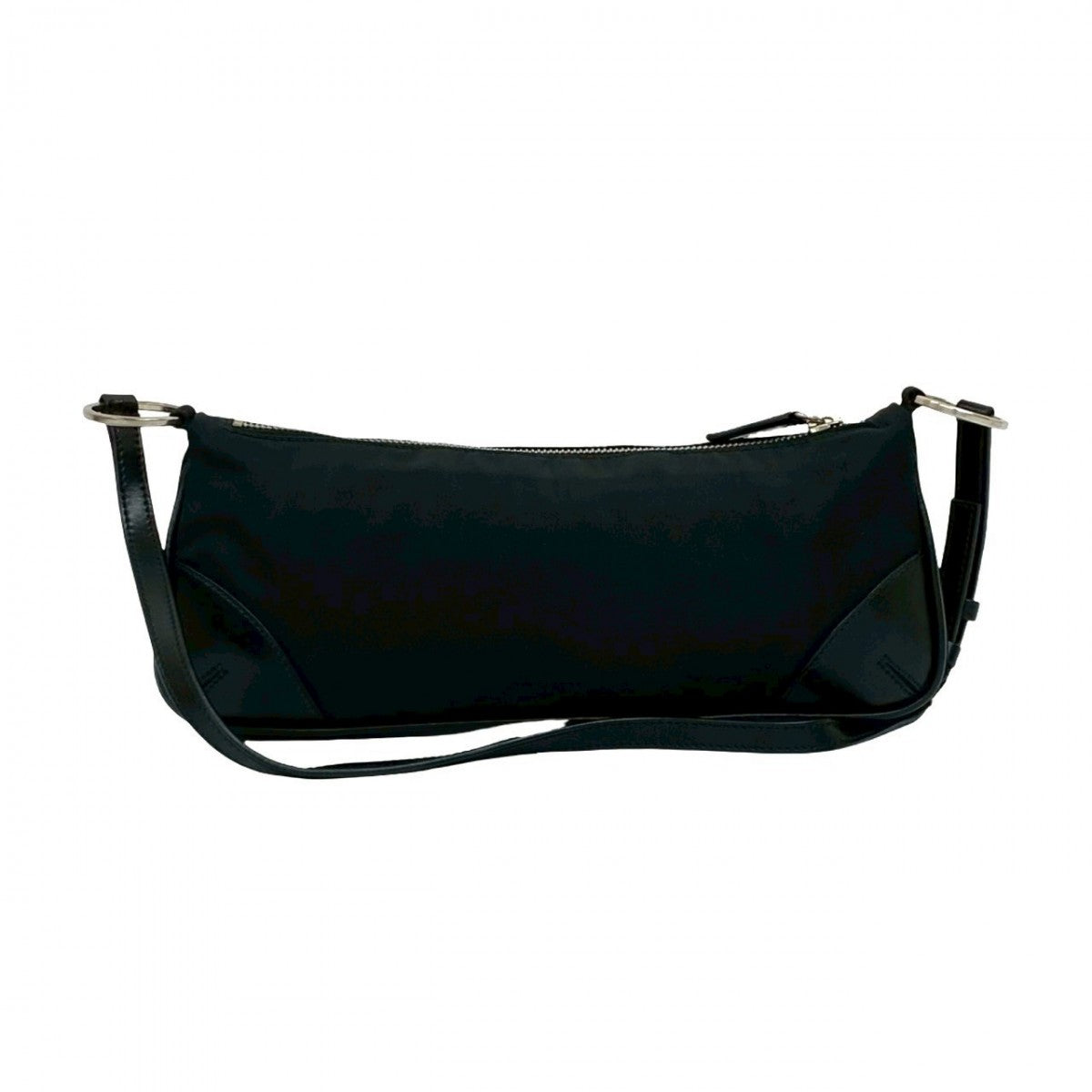 PRADA Shoulder Bag Leather, Nylon black Triangular logo Women Used Authentic