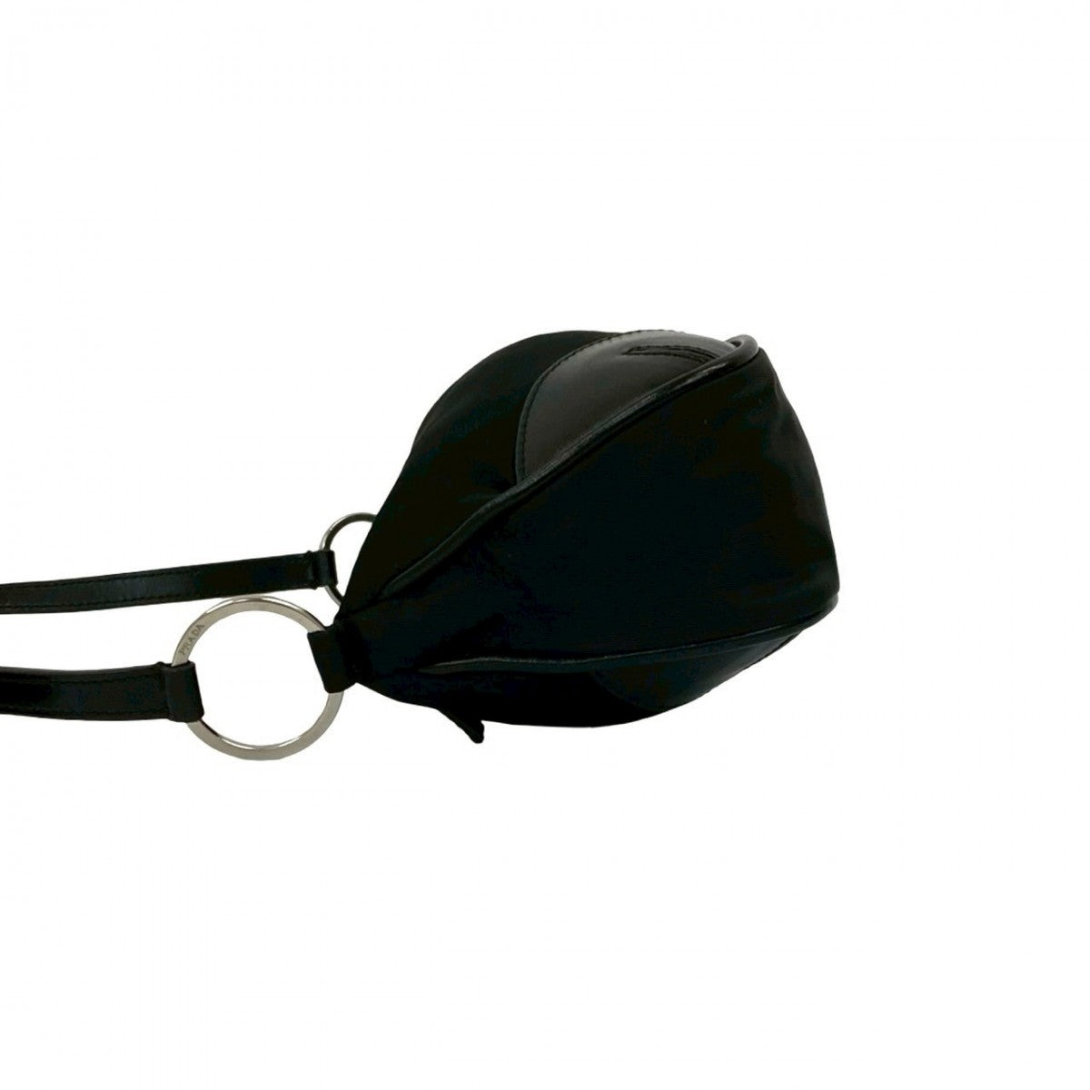 PRADA Shoulder Bag Leather, Nylon black Triangular logo Women Used Authentic