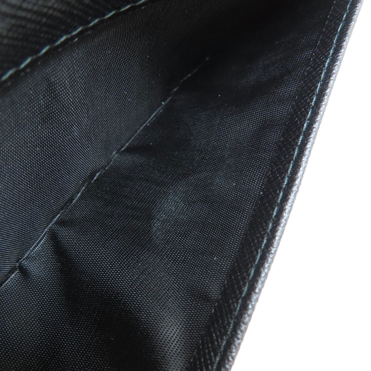 PRADA Long Wallet Purse 1MH132 leather black Saffiano pin badge Women Used Authentic