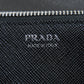 PRADA Long Wallet Purse 1MH132 leather black Saffiano pin badge Women Used Authentic