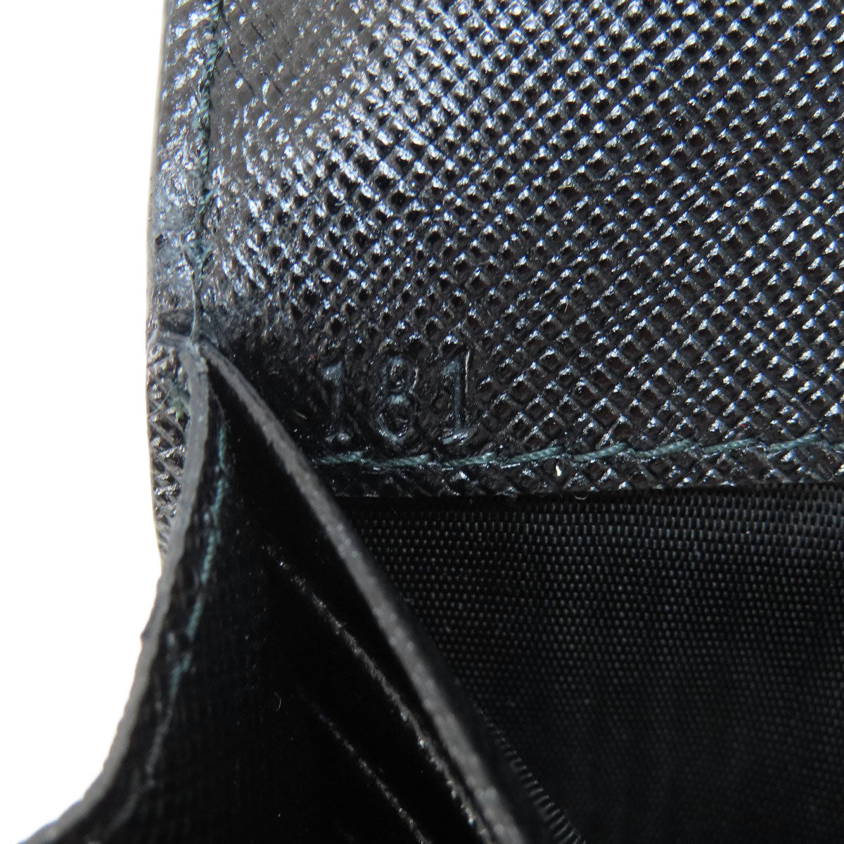 PRADA Long Wallet Purse 1MH132 leather black Saffiano pin badge Women Used Authentic