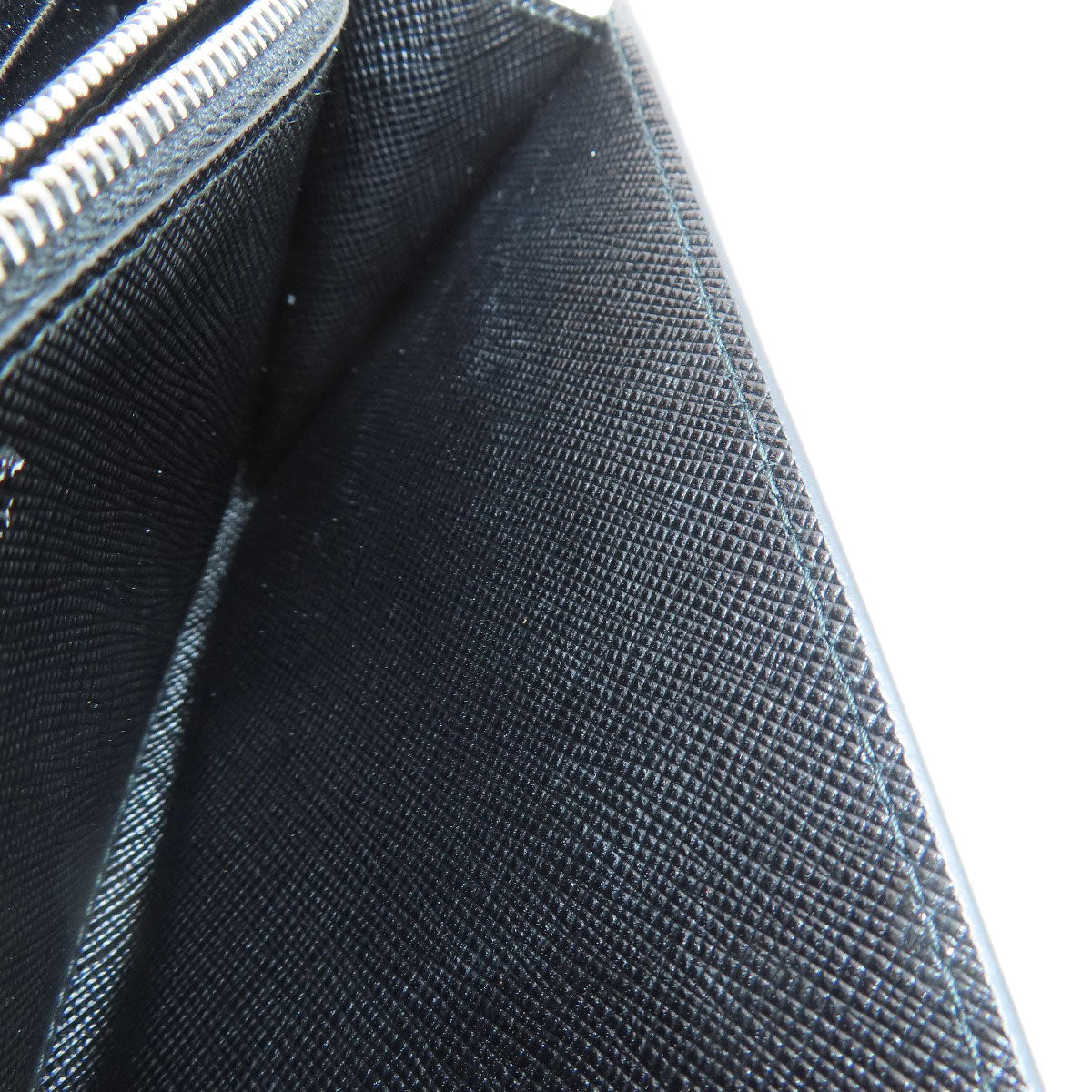PRADA Long Wallet Purse 1MH132 leather black Saffiano pin badge Women Used Authentic