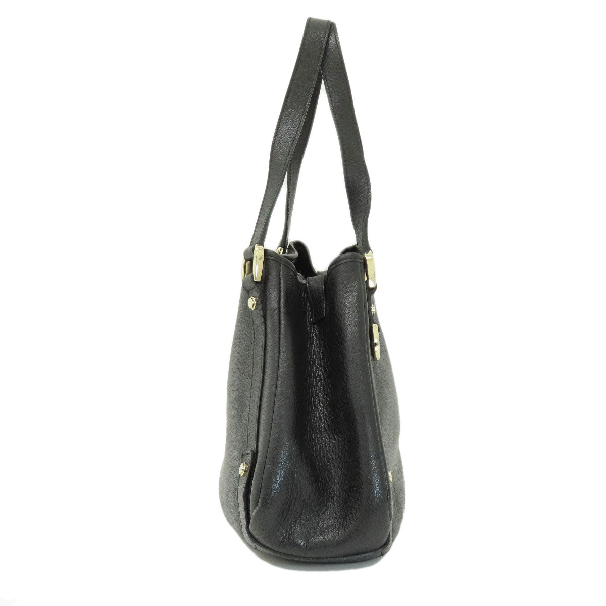 GUCCI Tote Bag 130736 leather black logo Women Used Authentic
