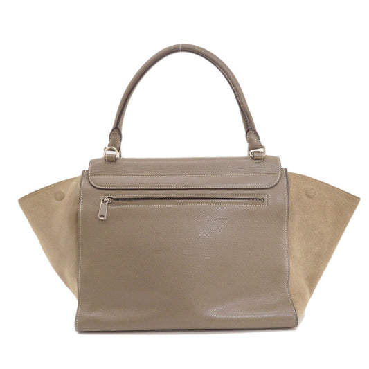 CELINE Tote Bag leather Brown Trapeze 2WAY Women Used Authentic