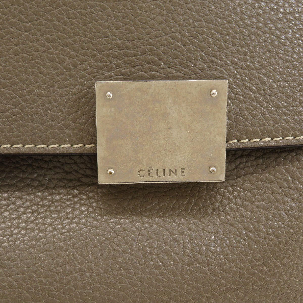 CELINE Tote Bag leather Brown Trapeze 2WAY Women Used Authentic