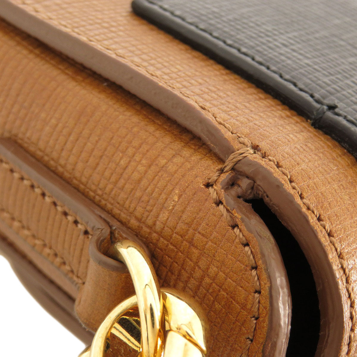 BURBERRY Shoulder Bag leather Brown 3WAY Belt Motif Women Used Authentic