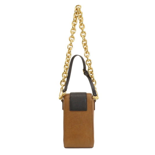BURBERRY Shoulder Bag leather Brown 3WAY Belt Motif Women Used Authentic