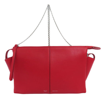 CELINE Shoulder Bag Calfskin Red Trillodo