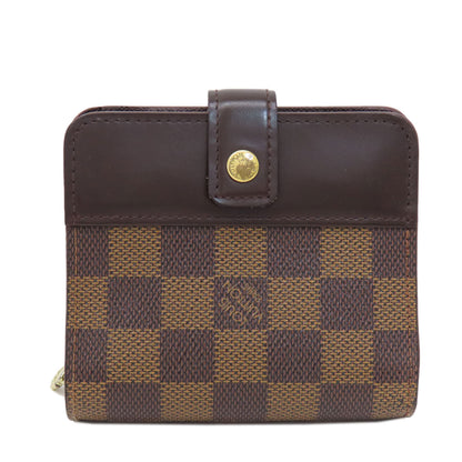 LOUIS VUITTON Bifold Wallet M61668 Damier canvas Brown Compact Zip Damier Ebene Women Used Authentic