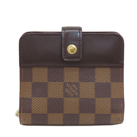 LOUIS VUITTON Bifold Wallet M61668 Damier canvas Brown Compact Zip Damier Ebene Women Used Authentic