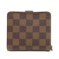 LOUIS VUITTON Bifold Wallet M61668 Damier canvas Brown Compact Zip Damier Ebene Women Used Authentic
