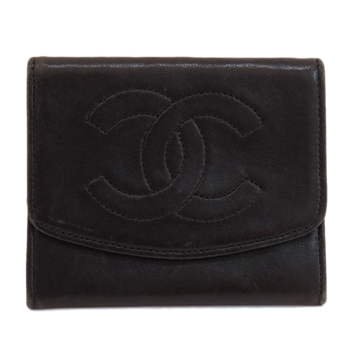 CHANEL Coin case lambskin black COCO Mark Women Used Authentic