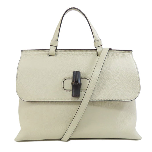 GUCCI Handbag 392013 leather white 2WAY Women Used Authentic