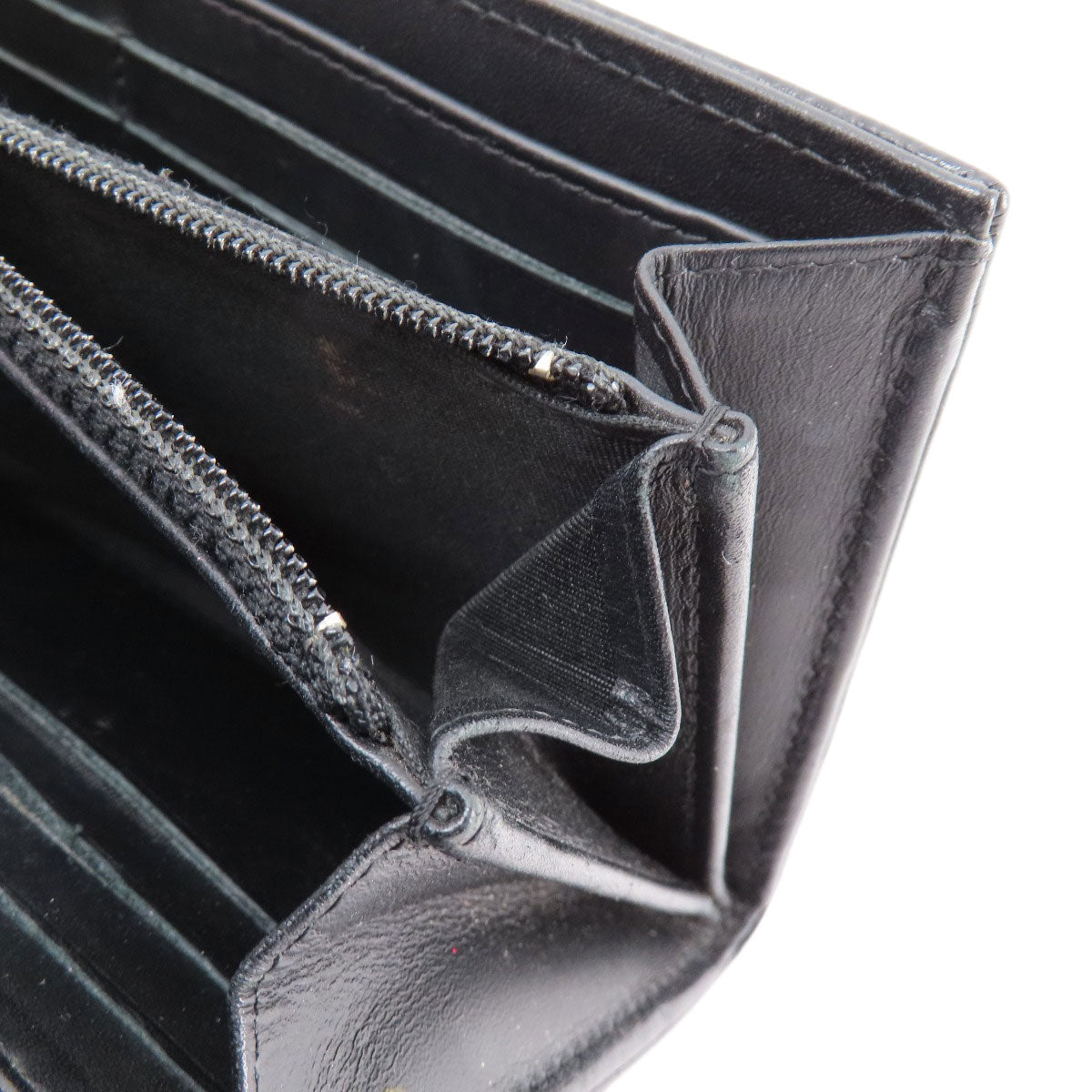 CHANEL Long Wallet Purse Grained Calfskin Skin black COCO Mark SilverMetal