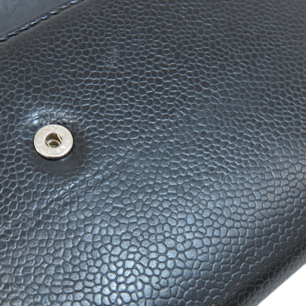 CHANEL Long Wallet Purse Grained Calfskin Skin black COCO Mark SilverMetal