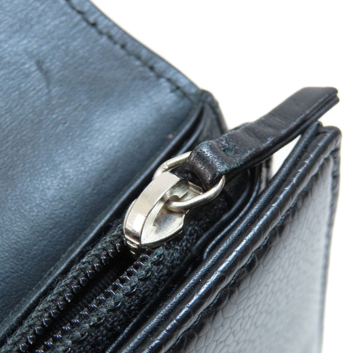 CHANEL Long Wallet Purse Grained Calfskin Skin black COCO Mark SilverMetal