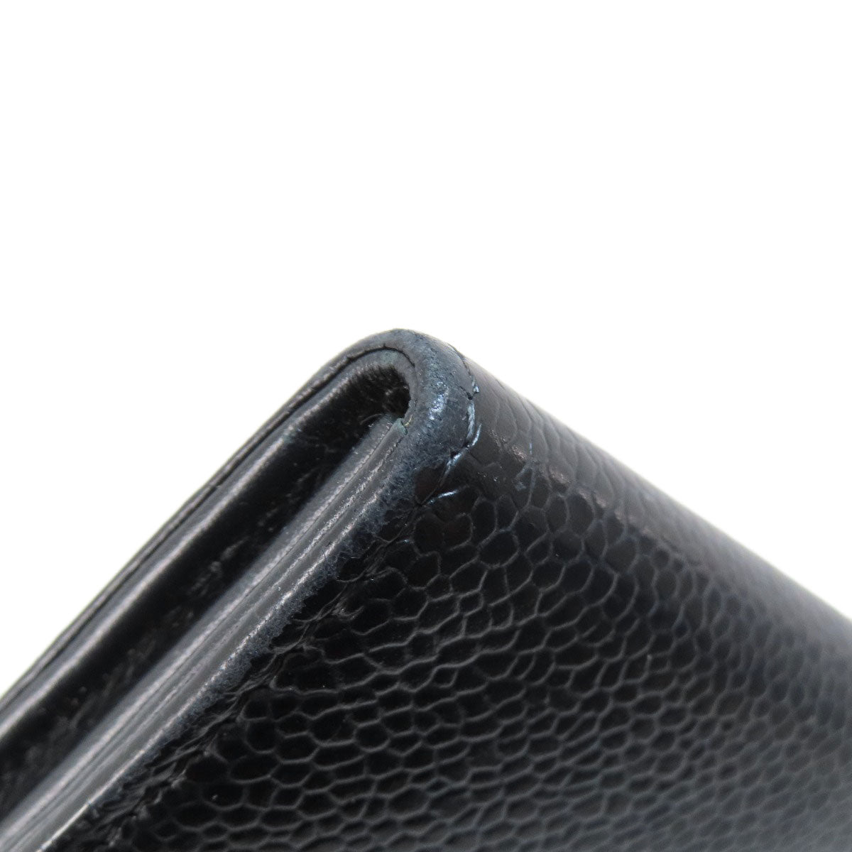 CHANEL Long Wallet Purse Grained Calfskin Skin black COCO Mark SilverMetal