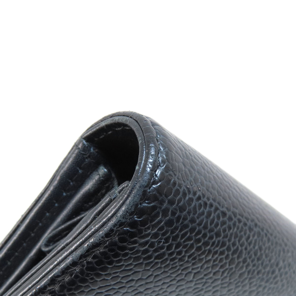 CHANEL Long Wallet Purse Grained Calfskin Skin black COCO Mark SilverMetal