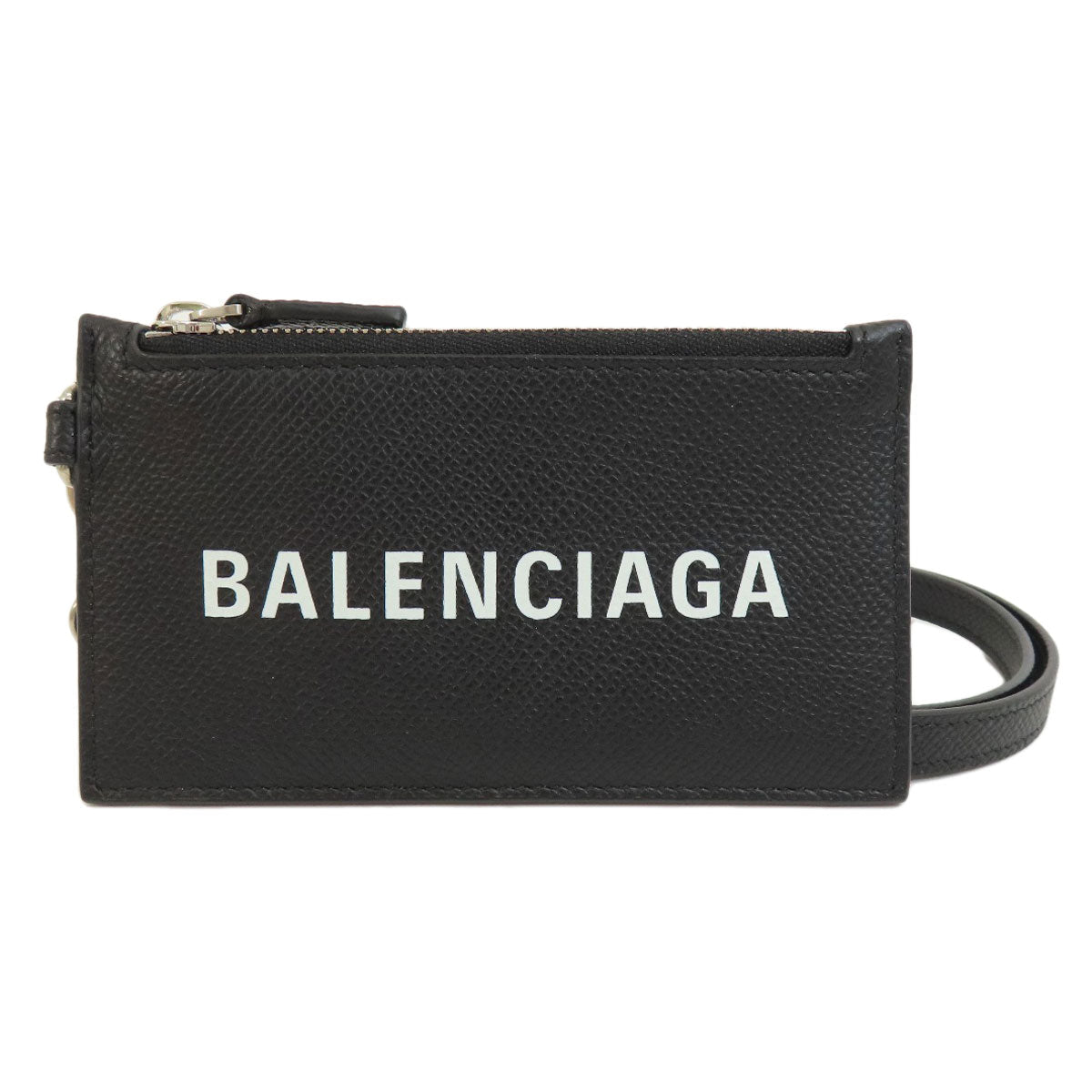 BALENCIAGA Coin case 594548 leather black logo Women(Unisex) Used Authentic
