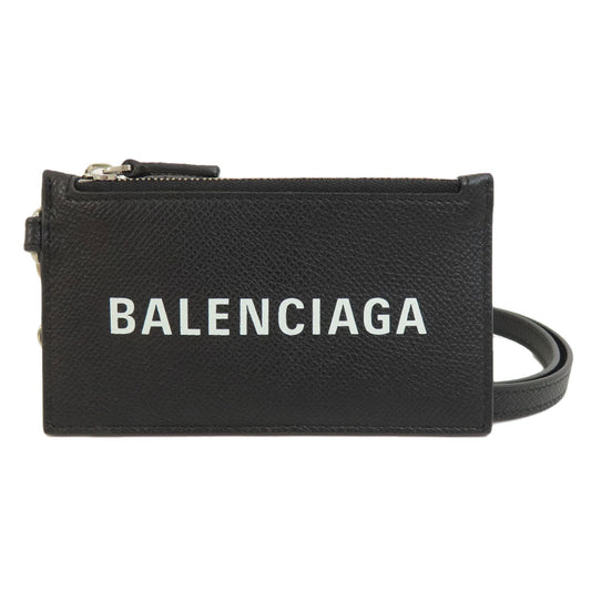 BALENCIAGA Coin case 594548 leather black logo Women(Unisex) Used Authentic