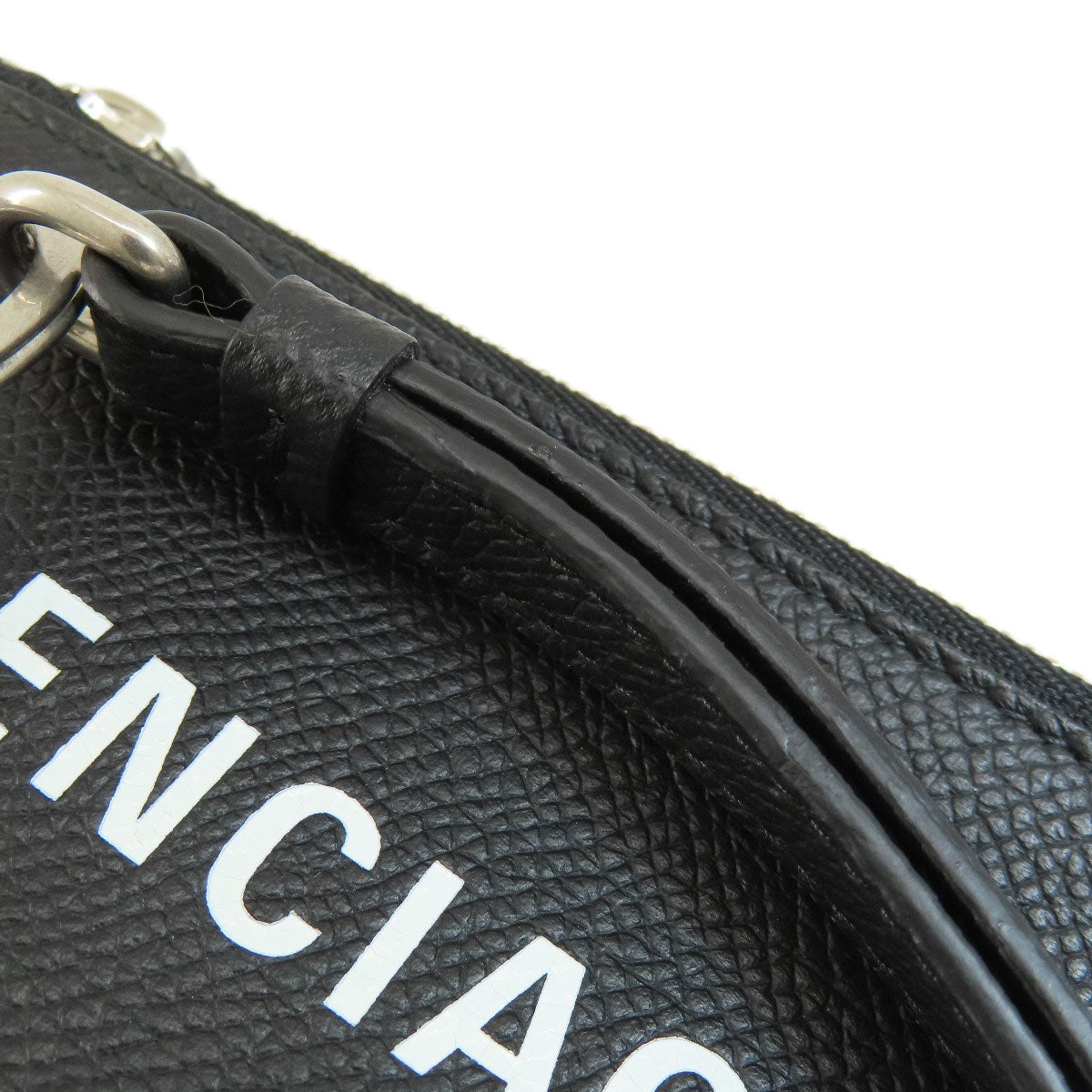 BALENCIAGA Coin case 594548 leather black logo Women(Unisex) Used Authentic