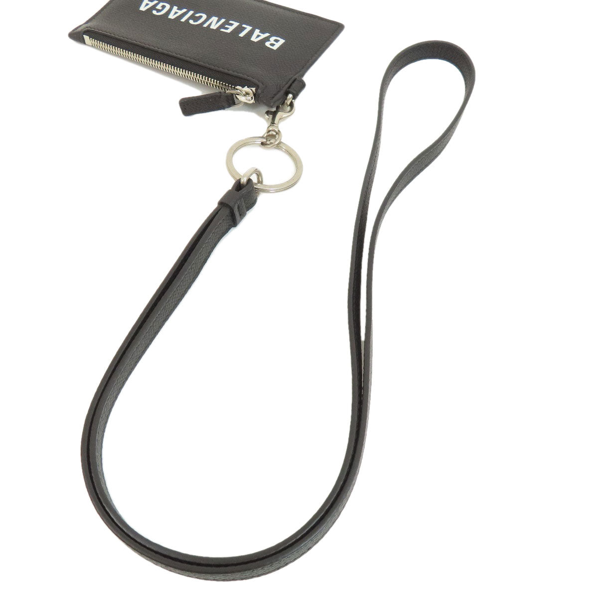 BALENCIAGA Coin case 594548 leather black logo Women(Unisex) Used Authentic