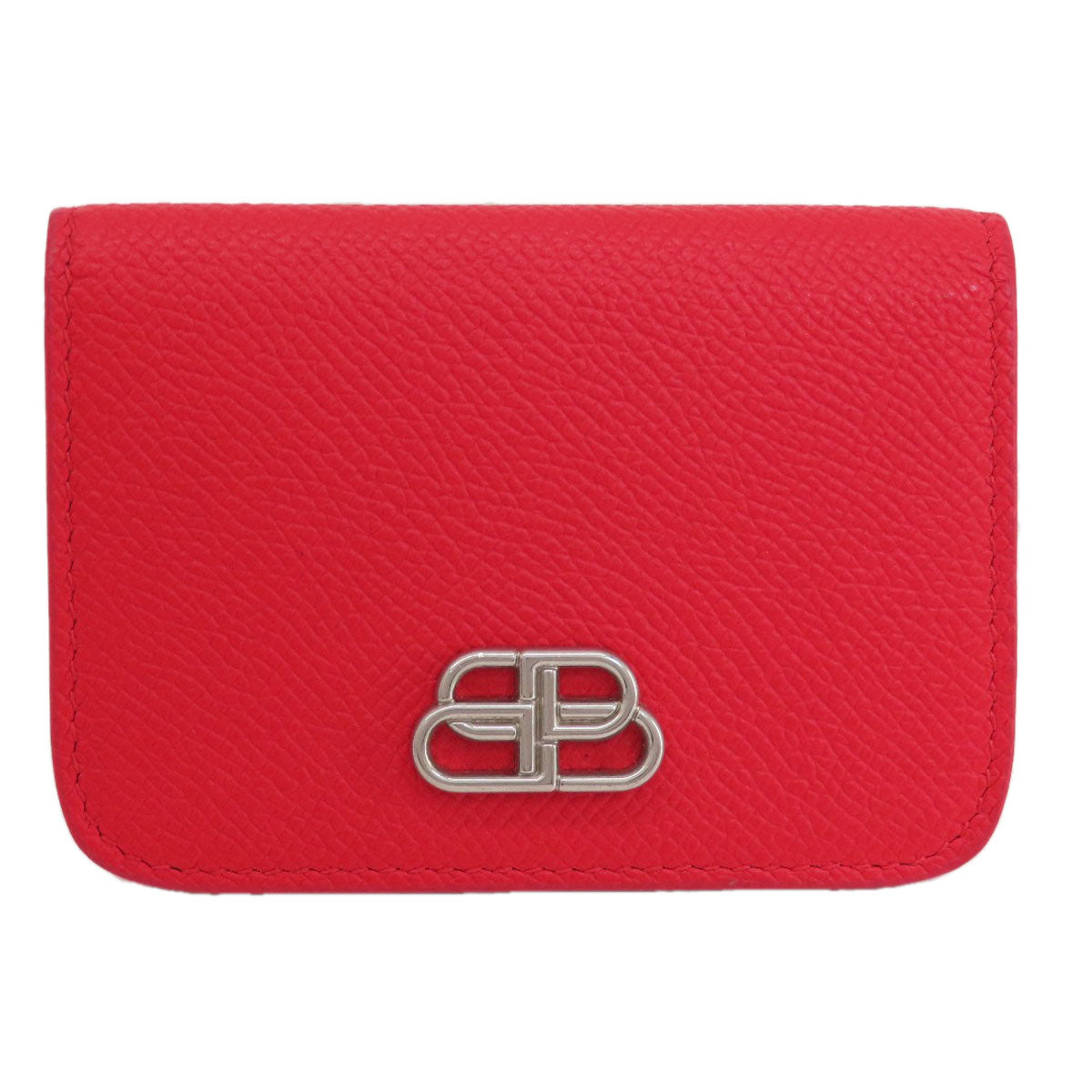 BALENCIAGA Bifold Wallet 601387 leather Red BB logo compact wallet Women Used Authentic