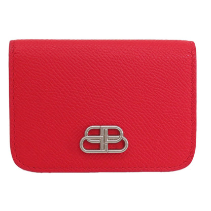 BALENCIAGA Bifold Wallet 601387 leather Red BB logo compact wallet Women Used Authentic