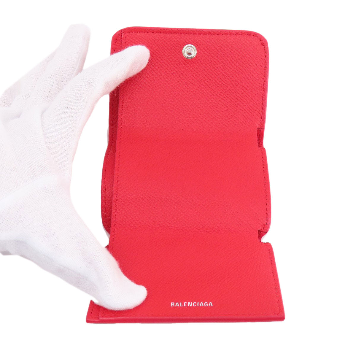 BALENCIAGA Bifold Wallet 601387 leather Red BB logo compact wallet Women Used Authentic