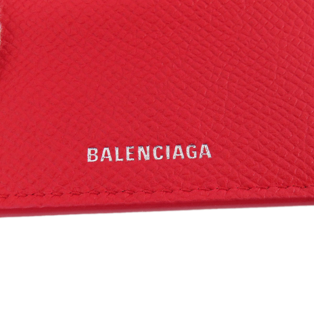 BALENCIAGA Bifold Wallet 601387 leather Red BB logo compact wallet Women Used Authentic