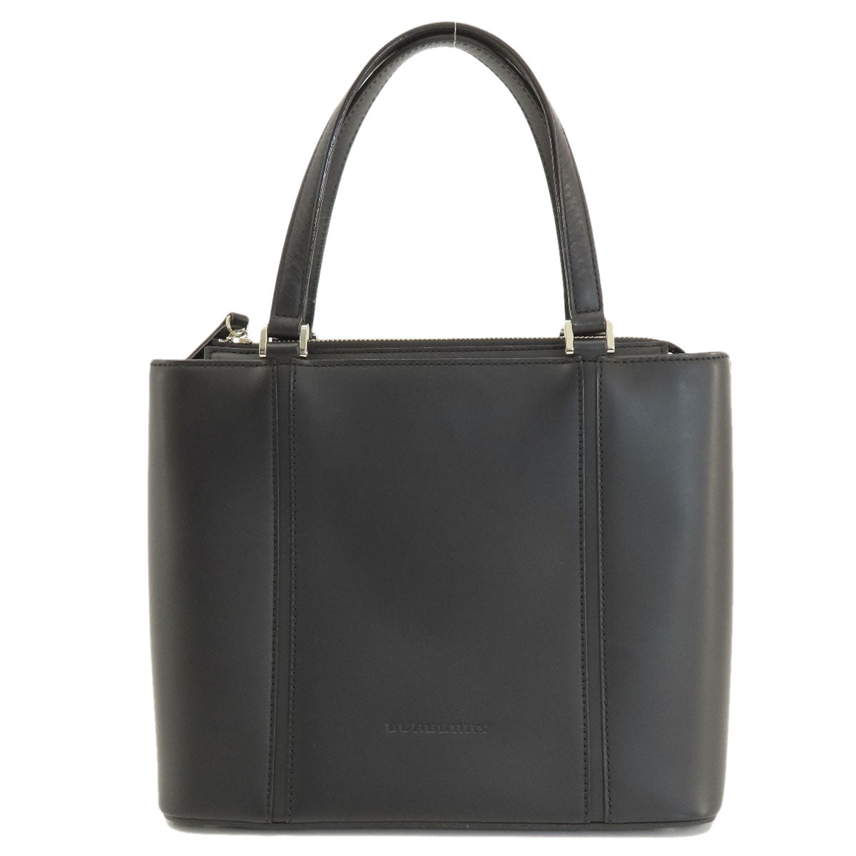BURBERRY Handbag leather black logoMetal Women Used Authentic