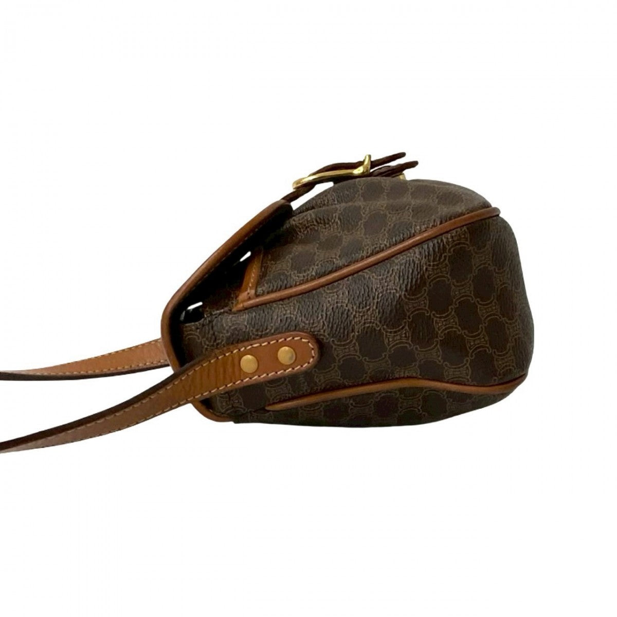 CELINE Shoulder Bag Leather, PVC Brown Macadam Blason Triomphe Pattern Women Used Authentic