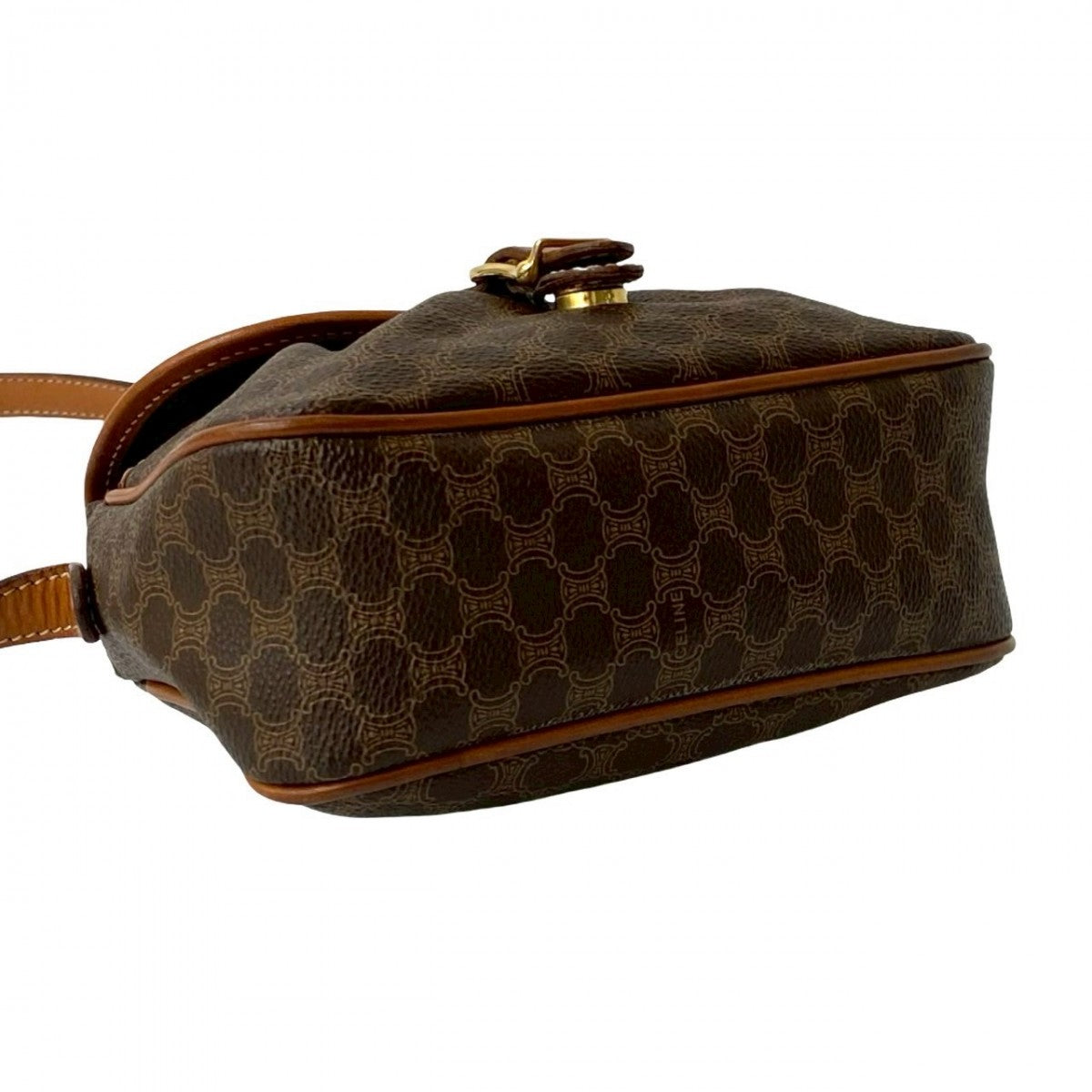 CELINE Shoulder Bag Leather, PVC Brown Macadam Blason Triomphe Pattern Women Used Authentic
