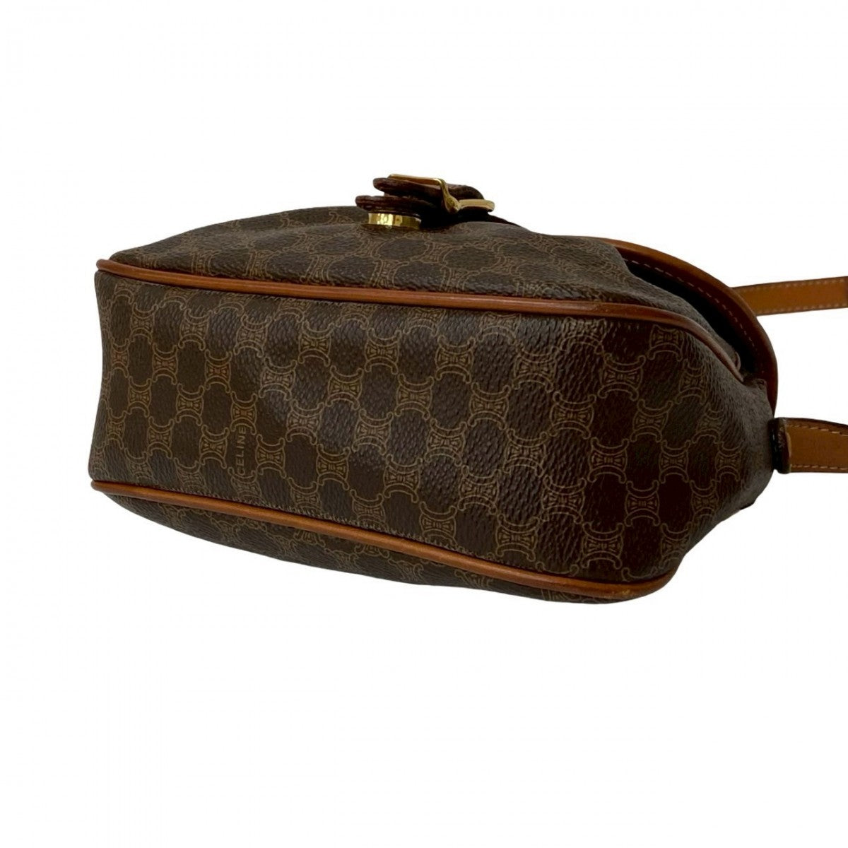CELINE Shoulder Bag Leather, PVC Brown Macadam Blason Triomphe Pattern Women Used Authentic