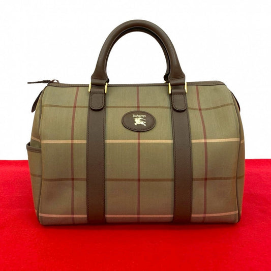 BURBERRY Handbag Canvas, Leather Brown Shadow Horse logo Nova Check Pattern Women Used Authentic